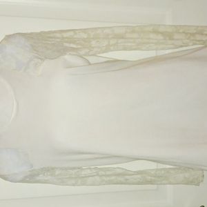 SEXY WHITE LACED ARM SWEATER